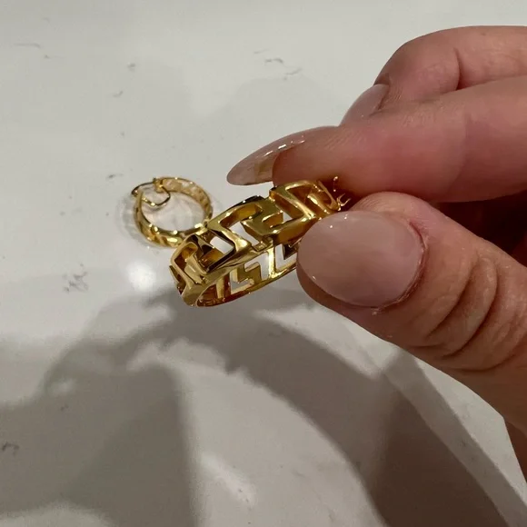 Authentic Versace Greca Hoop Earrings - Picture 2 of 4
